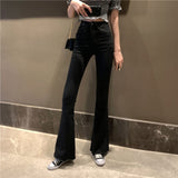 Mom Black High Waist Flare Jeans Boyfriend Bell Bottom Denim Skinny Woman's Jeans Female Wide Leg Vintage Jeans Plus Size XL