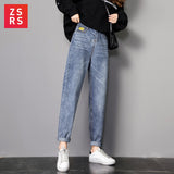 Zsrs autumn jeans woman mom jeans pants boyfriend jeans for women with high waist push size ladies jeans denim pants 4xl 2019
